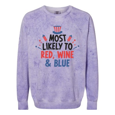 Most Likely To Red Wine And Blue Colorblast Crewneck Sweatshirt