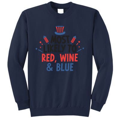 Most Likely To Red Wine And Blue Tall Sweatshirt