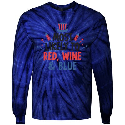 Most Likely To Red Wine And Blue Tie-Dye Long Sleeve Shirt