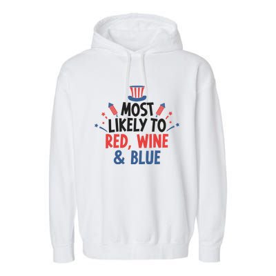 Most Likely To Red Wine And Blue Garment-Dyed Fleece Hoodie