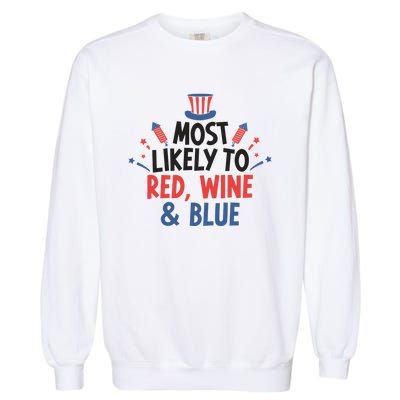 Most Likely To Red Wine And Blue Garment-Dyed Sweatshirt