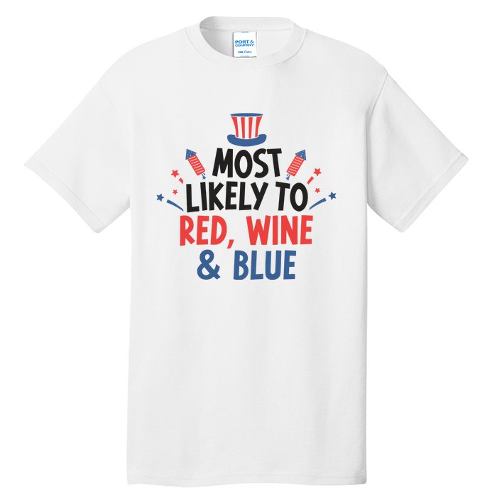 Most Likely To Red Wine And Blue Tall T-Shirt