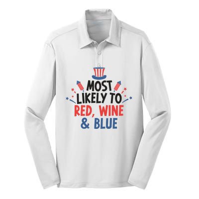 Most Likely To Red Wine And Blue Silk Touch Performance Long Sleeve Polo