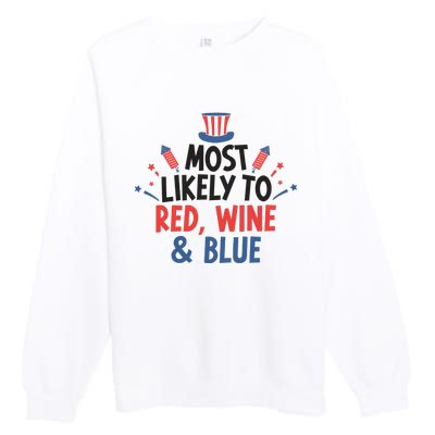 Most Likely To Red Wine And Blue Premium Crewneck Sweatshirt