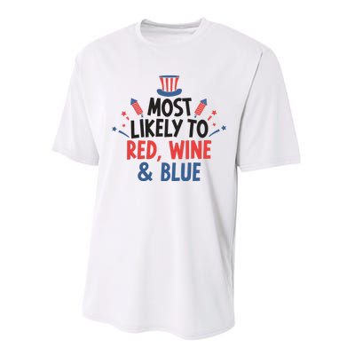 Most Likely To Red Wine And Blue Performance Sprint T-Shirt