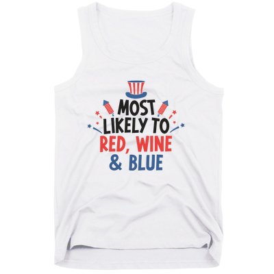 Most Likely To Red Wine And Blue Tank Top