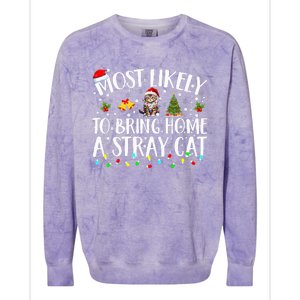 Most Likely To Bring Home A Stray Cat Matching Christmas Colorblast Crewneck Sweatshirt