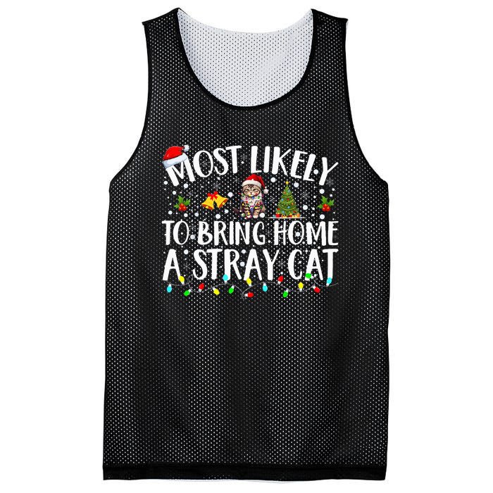 Most Likely To Bring Home A Stray Cat Matching Christmas Mesh Reversible Basketball Jersey Tank