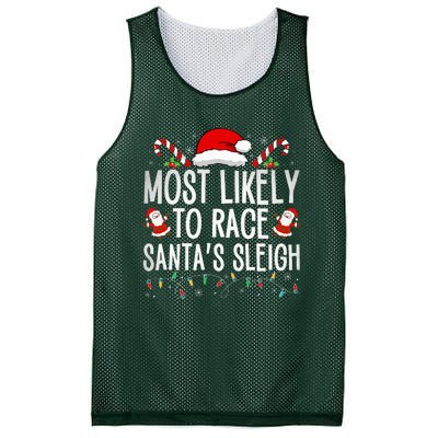 Most Likely To Race Santa's Sleigh Family Christmas Pajamas  Mesh Reversible Basketball Jersey Tank