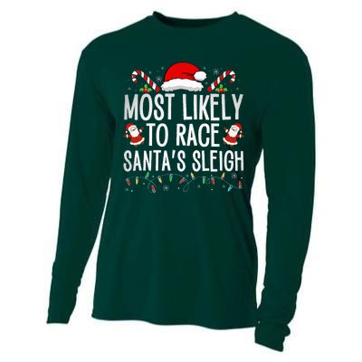 Most Likely To Race Santa's Sleigh Family Christmas Pajamas  Cooling Performance Long Sleeve Crew