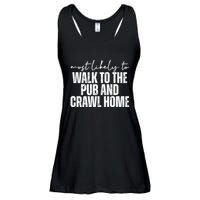 Most Likely To Walk To The Pub And Crawl Home St Patricks Day Ladies Essential Flowy Tank