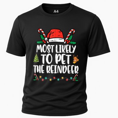 Most Likely To Pet The Reindeer Funny Christmas Holiday Funny Gift Performance Shirt