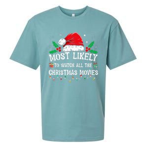 Most Likely To Watch All The Christmas Movies Family Pajamas  Sueded Cloud Jersey T-Shirt