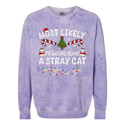 Most Likely To Bring Home A Stray Cat Matching Christmas Colorblast Crewneck Sweatshirt