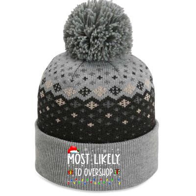 Most Likely To Overshop Shopping Family Crew Christmas The Baniff Cuffed Pom Beanie