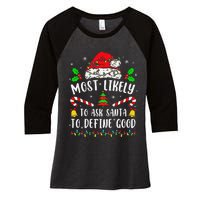 Most Likely To Ask Santa To Define Good Family Christmas Women's Tri-Blend 3/4-Sleeve Raglan Shirt