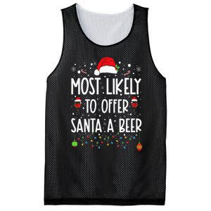 Most Likely To Offer Santa A Beer Funny Drinking Christmas Mesh Reversible Basketball Jersey Tank