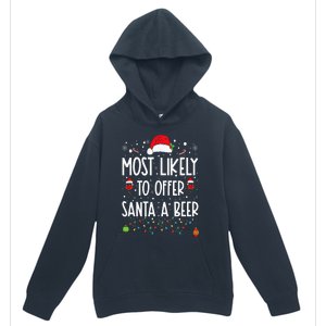 Most Likely To Offer Santa A Beer Funny Drinking Christmas Urban Pullover Hoodie