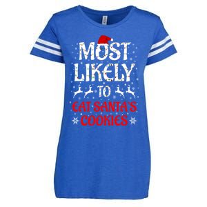 Most Likely To Christmas Family Matching Eat Santa's Cookies Great Gift Enza Ladies Jersey Football T-Shirt