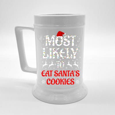 Most Likely To Christmas Family Matching Eat Santa's Cookies Great Gift Beer Stein