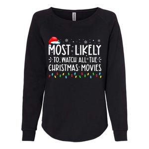 Most Likely To Watch All The Christmas Movies Christmas Womens California Wash Sweatshirt