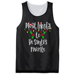 Most Likely To Be Santa's Favorite Family Group Matching Shirt Mesh Reversible Basketball Jersey Tank