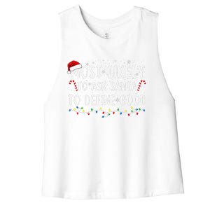 Most Likely To Ask Santa To Define Good Family Christmas Women's Racerback Cropped Tank