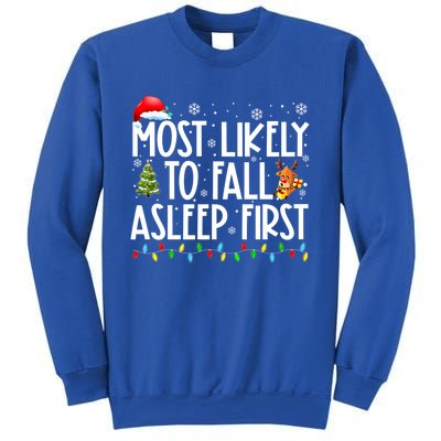 Most Likely To Fall Asleep First Christmas Family Funny Xmas Gift Sweatshirt