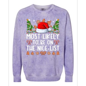 Most Likely To Be On The Nice List Family Christmas Pajamas Colorblast Crewneck Sweatshirt