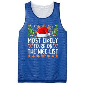 Most Likely To Be On The Nice List Family Christmas Pajamas Mesh Reversible Basketball Jersey Tank