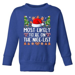 Most Likely To Be On The Nice List Family Christmas Pajamas Toddler Sweatshirt