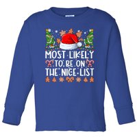 Most Likely To Be On The Nice List Family Christmas Pajamas Toddler Long Sleeve Shirt