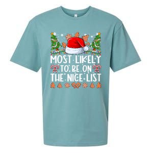 Most Likely To Be On The Nice List Family Christmas Pajamas Sueded Cloud Jersey T-Shirt