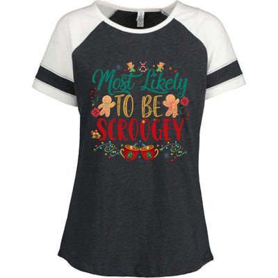 Most Likely To Be Scroogey Family Christmas Matching Pjs Enza Ladies Jersey Colorblock Tee