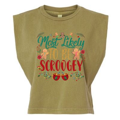 Most Likely To Be Scroogey Family Christmas Matching Pjs Garment-Dyed Women's Muscle Tee