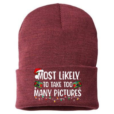 Most Likely To Take Too Many Pictures Family Christmas Sustainable Knit Beanie