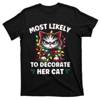 Most Likely To Decorate Her Cat Family Christmas Pajamas Tank Top T-Shirt