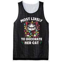 Most Likely To Decorate Her Cat Family Christmas Pajamas Tank Top Mesh Reversible Basketball Jersey Tank