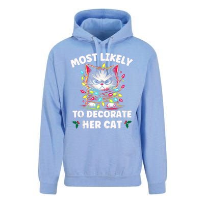 Most Likely To Decorate Her Cat Family Christmas Pajamas Tank Top Unisex Surf Hoodie