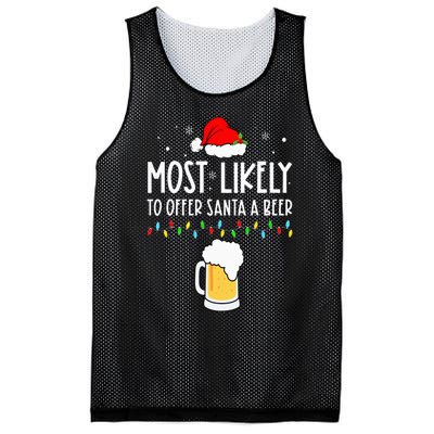 Most Likely To Offer Santa A Beer Family Pajamas Christmas Mesh Reversible Basketball Jersey Tank