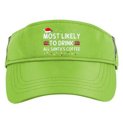 Most Likely To Drink All SantaS Coffee Christmas Pajamas Adult Drive Performance Visor