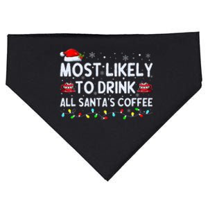 Most Likely To Drink All SantaS Coffee Christmas Pajamas USA-Made Doggie Bandana