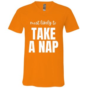 Most Likely To Take A Nap V-Neck T-Shirt