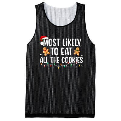 Most Likely To Eat All The Cookies Family Matching Christmas Mesh Reversible Basketball Jersey Tank