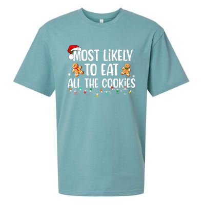 Most Likely To Eat All The Cookies Family Matching Christmas Sueded Cloud Jersey T-Shirt