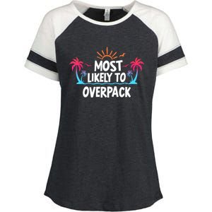 Most Likely To Overpack Enza Ladies Jersey Colorblock Tee