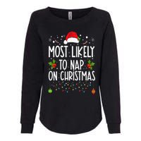 Most Likely To Nap On Christmas Family Christmas Pajamas Womens California Wash Sweatshirt