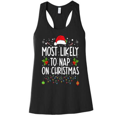 Most Likely To Nap On Christmas Family Christmas Pajamas Women's Racerback Tank