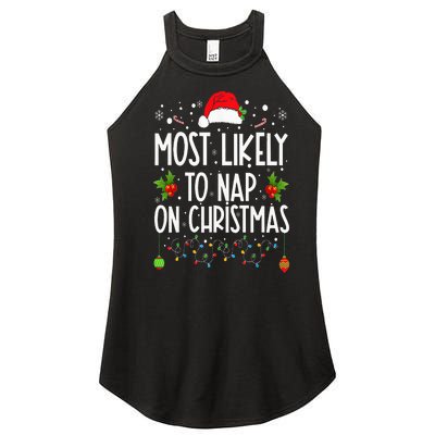 Most Likely To Nap On Christmas Family Christmas Pajamas Women's Perfect Tri Rocker Tank