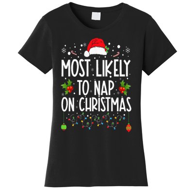 Most Likely To Nap On Christmas Family Christmas Pajamas Women's T-Shirt